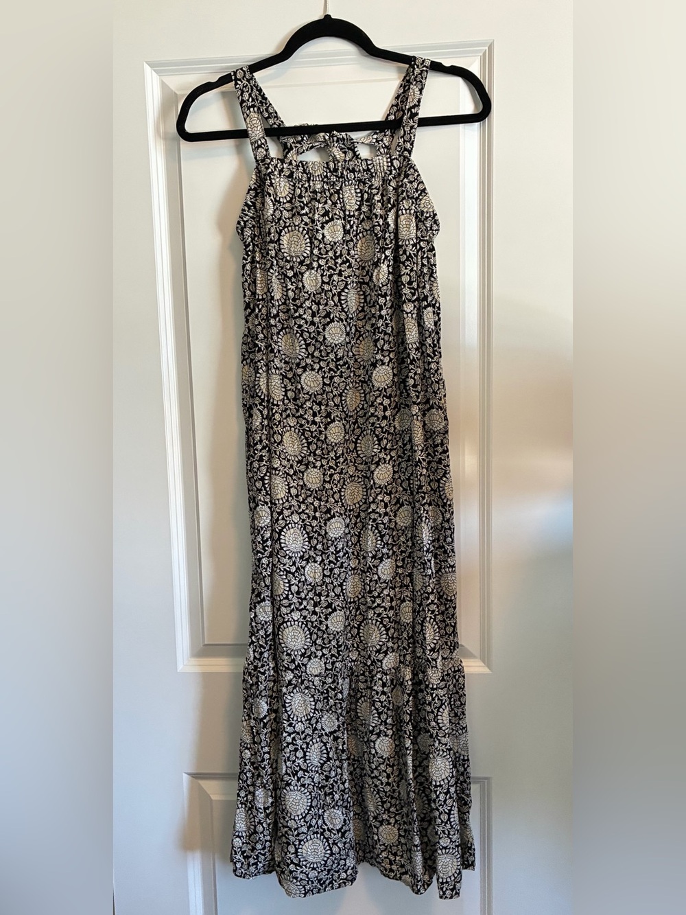 Black and Cream Floral Maxi Skirt